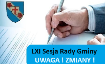 Zawiadomienie. LXI Sesja Rady Gminy.