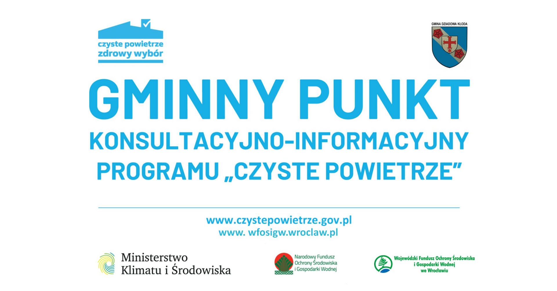 Grafika informacyjna Gminny Punkt Konsultacyjno-informacyjny Program Czyste Powietrze